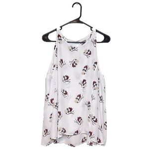 CHELSEA28 White Cold Shoulder Long Sleeve Blouse with Floral Pattern